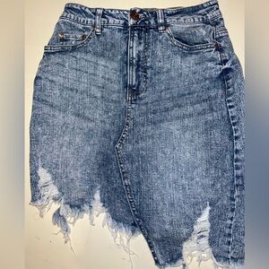 Madden Girl Stone Wash High Waist Asymmetrical Skirt